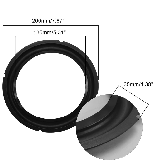 8 Inch Black Notch Speaker Rubber Edge Surround Rings Replacement Parts for Speaker Repair