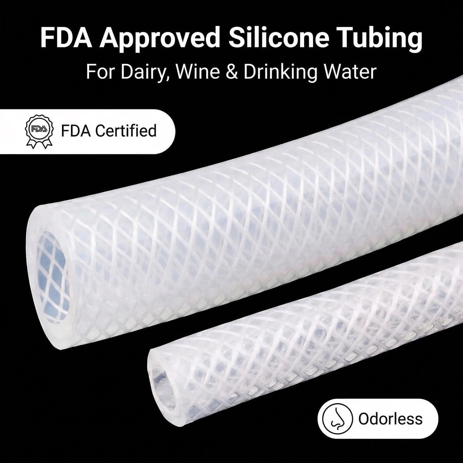 Ruixinag Food Grade Silicone Braided Hose-Customizable Sizes for Beer Brewing Coffee Machines Beverage Transfer