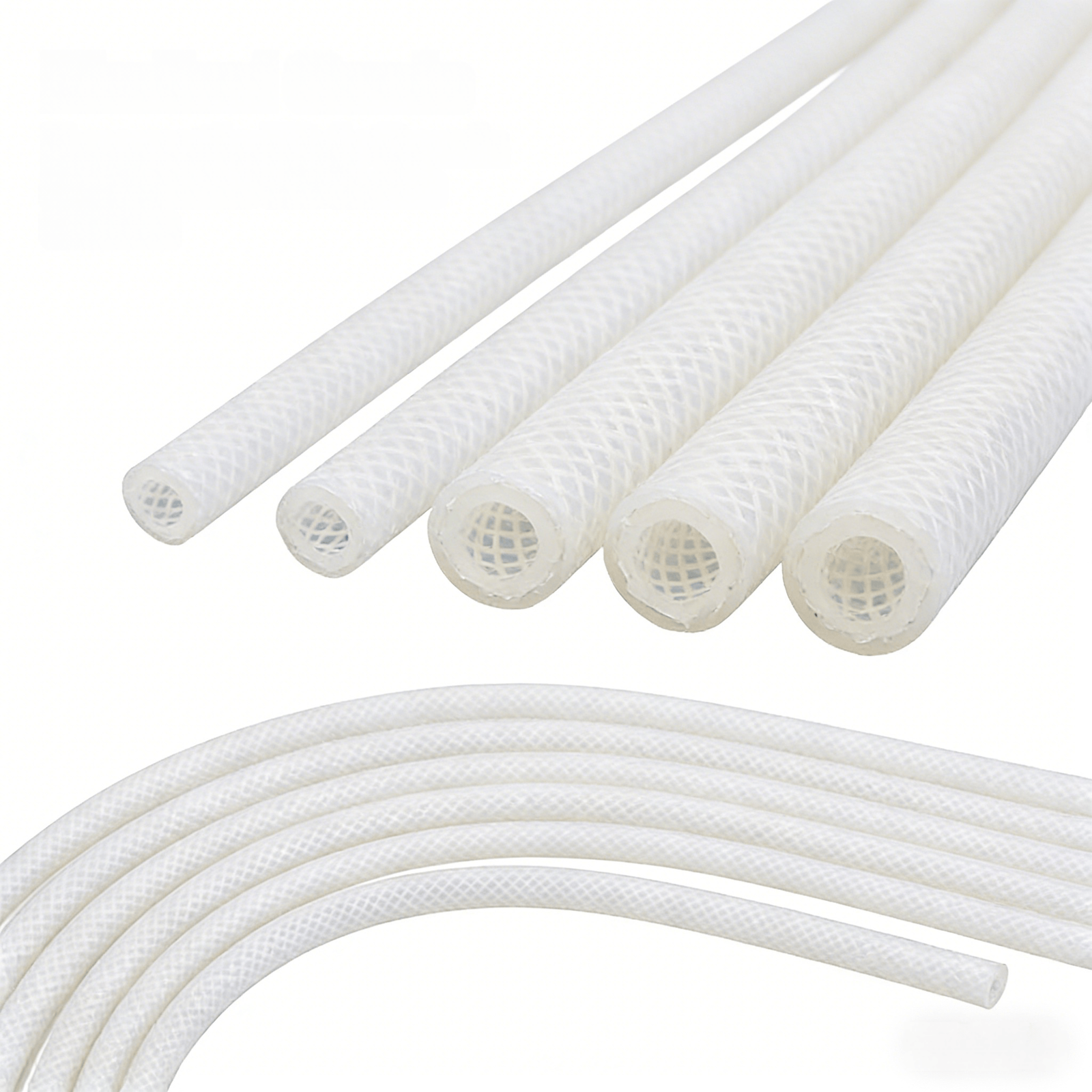 Reinforced Silicone Tube Braided Cover Custom Cutting Color Service Medical/Lab/Sci Res Use ROHS/REACH/LFGB Certified