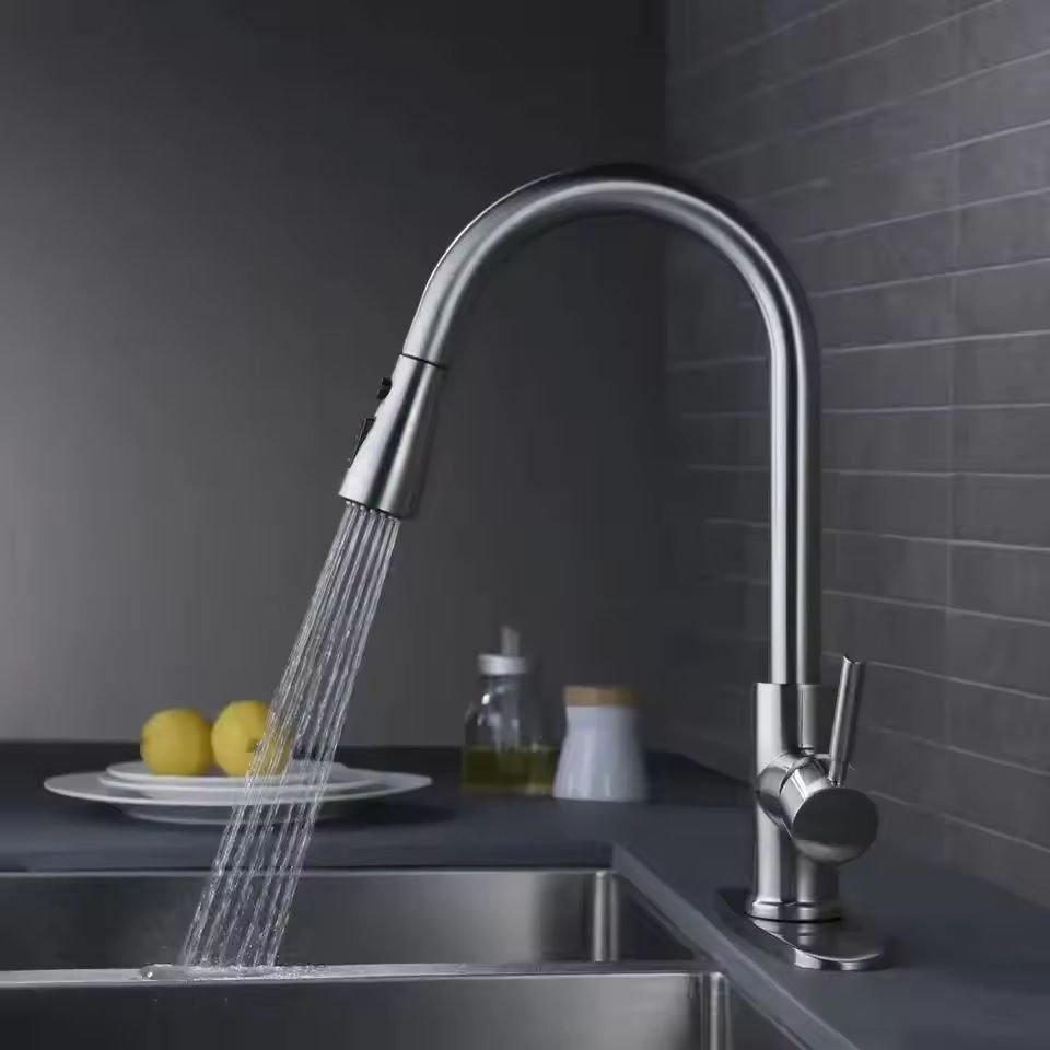 Modern SUS 304 Kitchen Faucet Stainless Steel Water Tap Modern Kitchen Taps Pull Out Sprayer Kitchen Mixer Sink Faucet