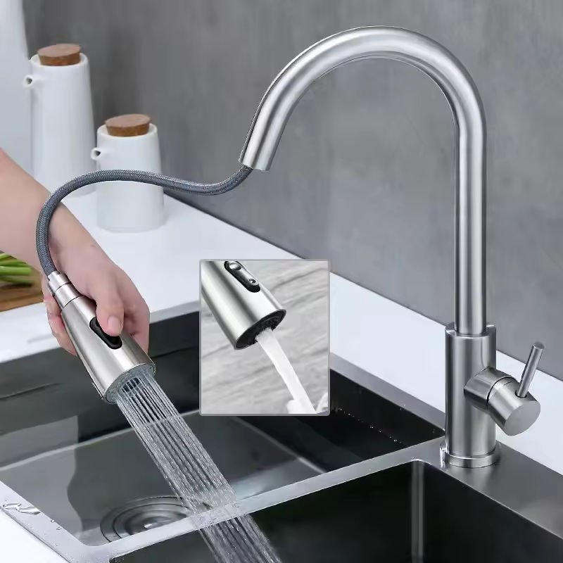 Modern SUS 304 Kitchen Faucet Stainless Steel Water Tap Modern Kitchen Taps Pull Out Sprayer Kitchen Mixer Sink Faucet