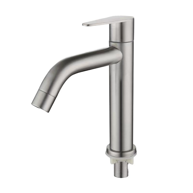 Modern Factory Wholesale Deck Mount Ceramic Valve Core Single Handle Cold Wash 3/4" Spout Reach Stainless Steel Basin Faucet