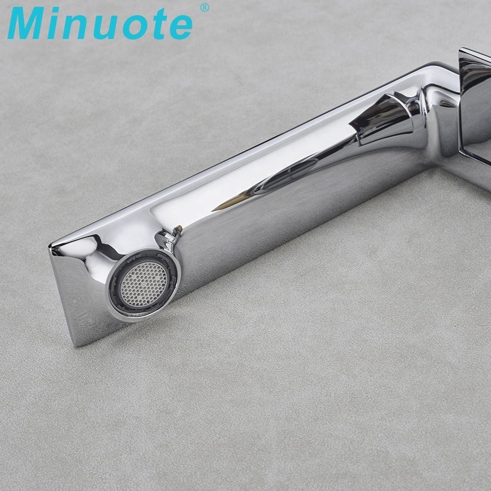 Modern Brass Basin Washroom Faucet Deck Mounted Single Handle Bathroom Faucet