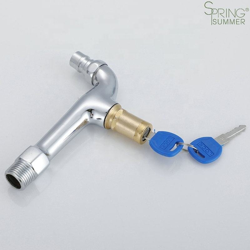Outdoor Anti-theft Brass Main Body White Wall Tap Faucet Lock G1/2 with Lock Key for Basin and Washing Machine
