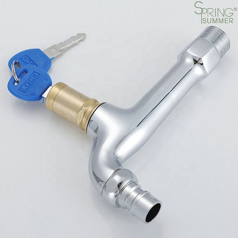 Outdoor Anti-theft Brass Main Body White Wall Tap Faucet Lock G1/2 with Lock Key for Basin and Washing Machine
