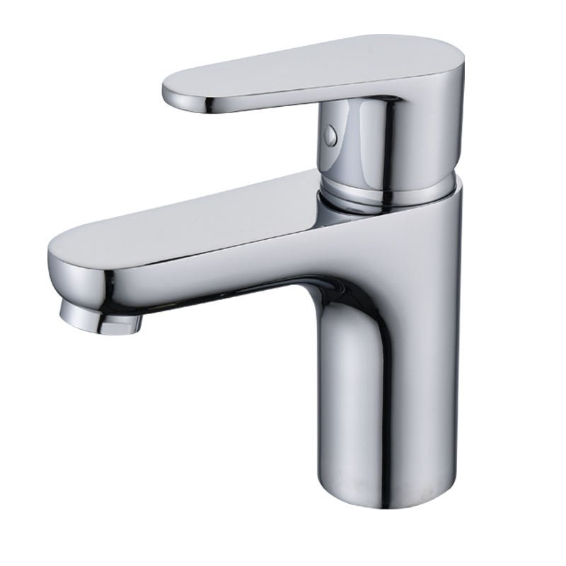 Contemporary Stainless Steel Single Hole Deck-Mounted Metered Bathroom Faucet Blackened Ceramic Valve Core Single Handle Hall