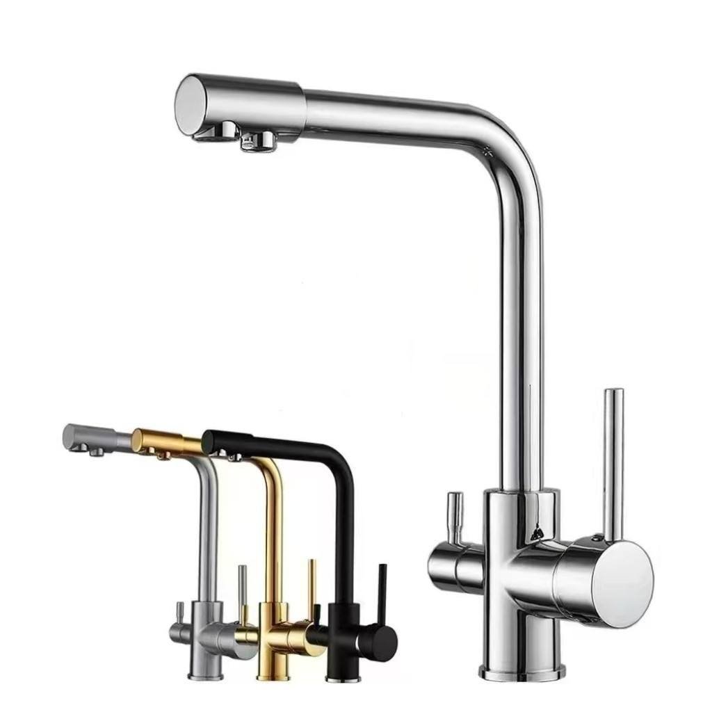 Faucet Water Filter Tap Pure Water Three Way Chrome Handle Spout Filter Drinking Water Faucet Home Decoration Kitchen