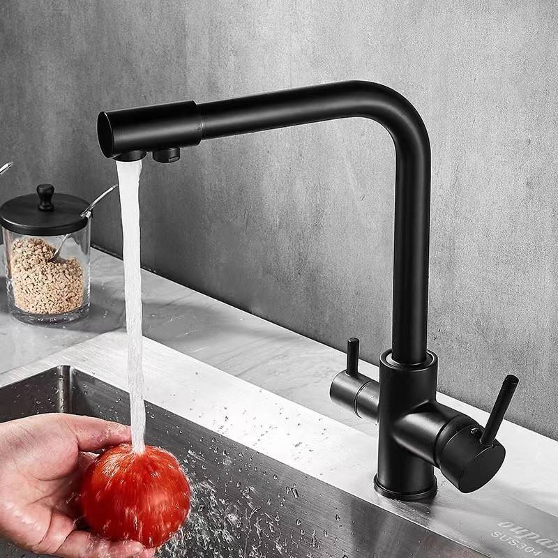 Faucet Water Filter Tap Pure Water Three Way Chrome Handle Spout Filter Drinking Water Faucet Home Decoration Kitchen