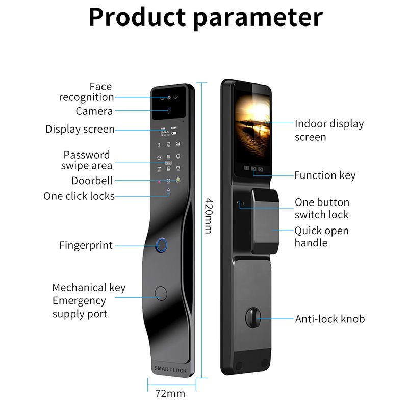 3D Facial Recognition Fully Automatic Intelligent Lock WiFi Mobile Application Intelligent Door Lock