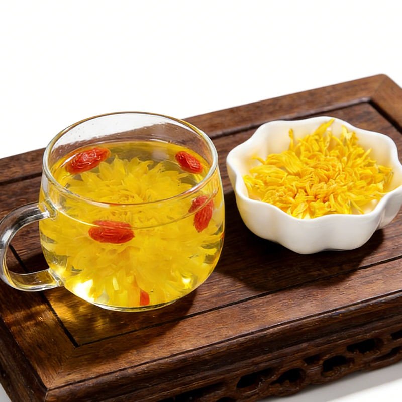 Health-Boosting Flower Tea Gift Box Chinese Chrysanthemum Tea - Large Golden Blooms for Soothing Throat & Eye Fatigue