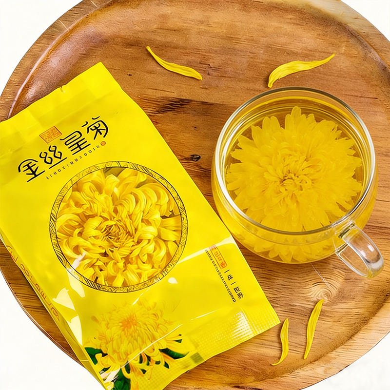 Health-Boosting Flower Tea Gift Box Chinese Chrysanthemum Tea - Large Golden Blooms for Soothing Throat & Eye Fatigue