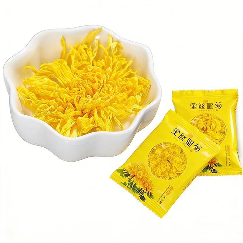 Health-Boosting Flower Tea Gift Box Chinese Chrysanthemum Tea - Large Golden Blooms for Soothing Throat & Eye Fatigue