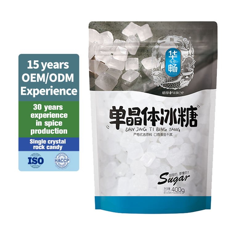 Single Crystal Rock Candy Refined Glucose Cane Sugar White Powder Bag & Box Packaging 100% Purity 400g Bags