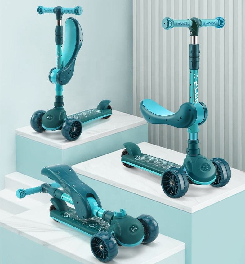 Kids 3 Wheel Seat Scooter Bike Scooter Kids Toys Led Scooter for 3 6 10 Years Old Kids