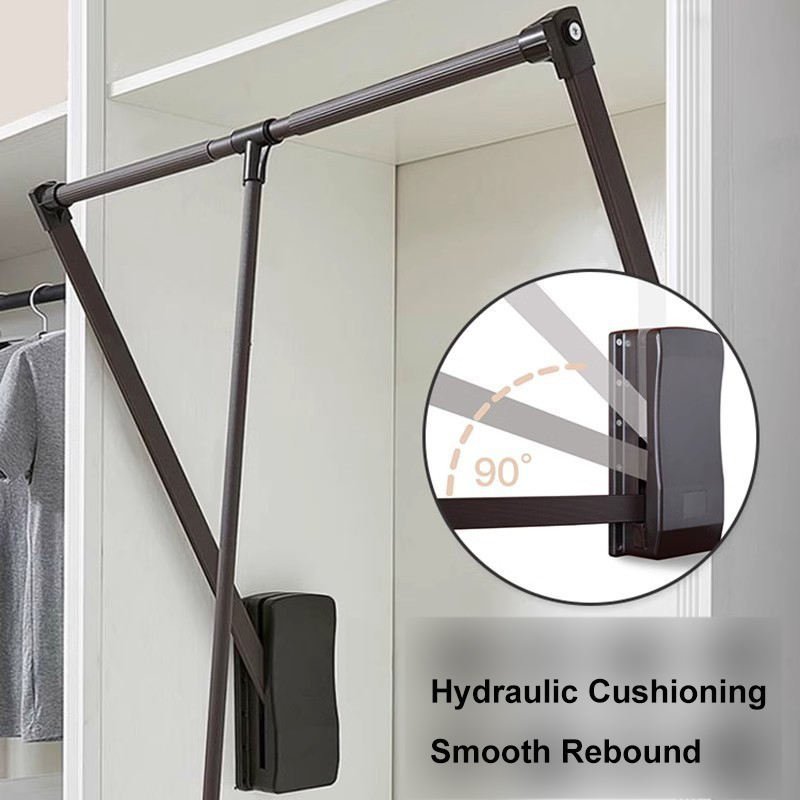 Furniture Hardware Soft Closing Hydraulic Pull Down Hanger - Black Aluminum Alloy Wardrobe Accessory