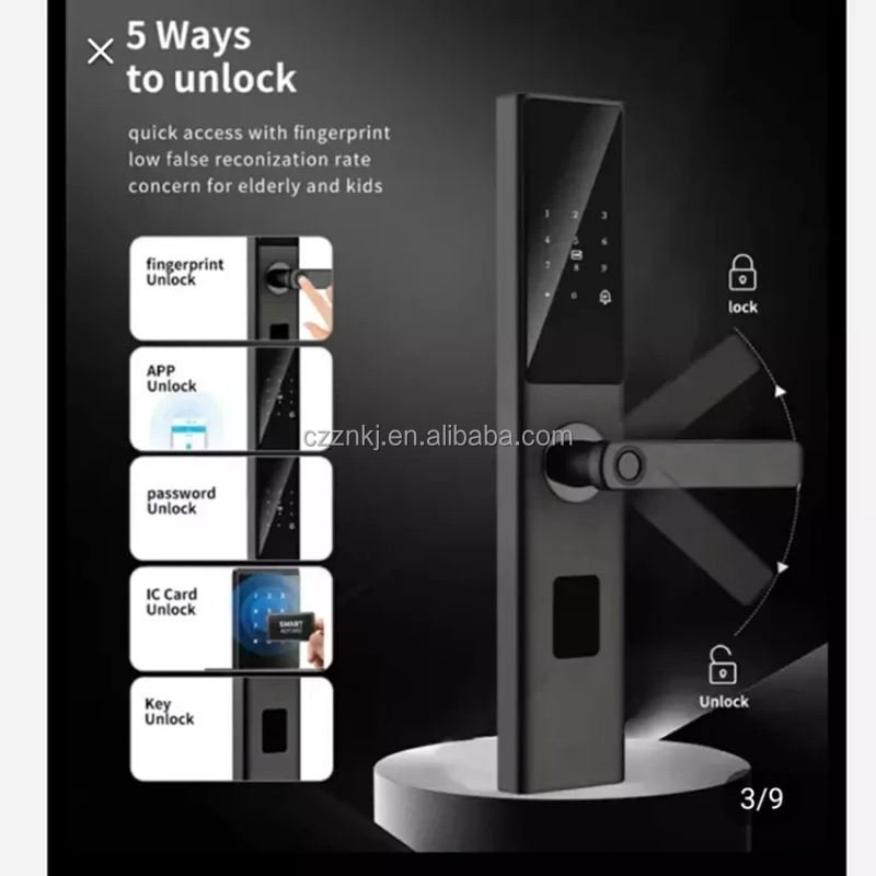 Keyless Smart Fingerprint Door Lock Aluminum Alloy WiFi Tuya App Memory Card Wood/Aluminum Door Office High Security