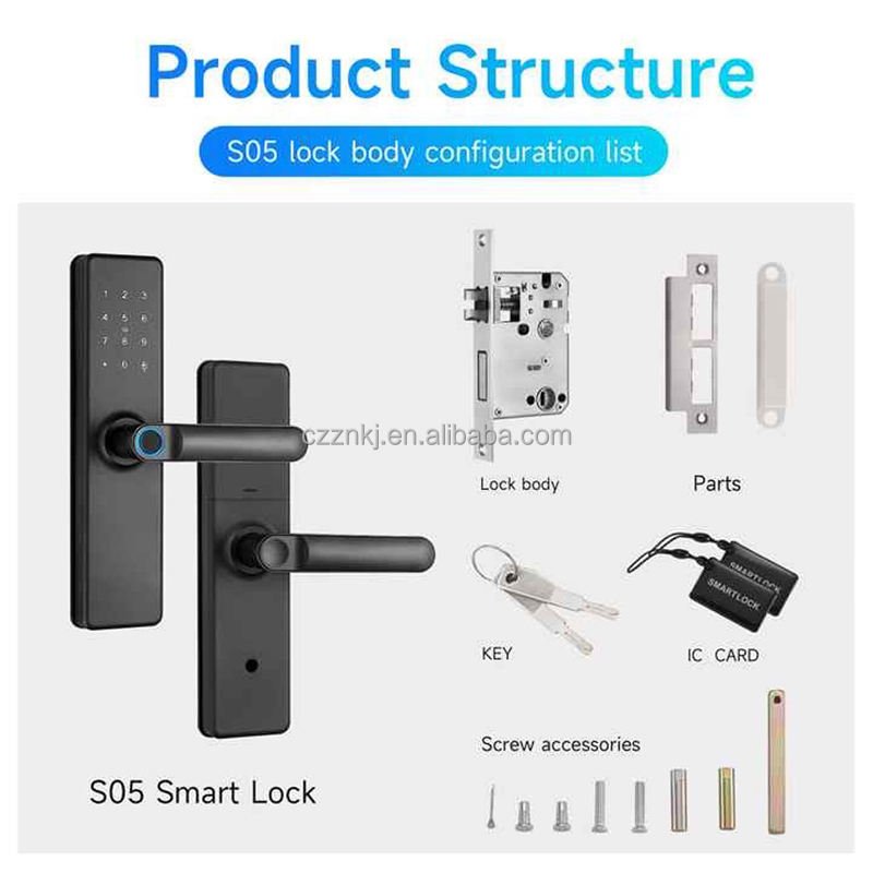 Chenzhuo New Automatic Tuya WiFi Smart Zinc Alloy Aluminum Alloy Wood Door Biometric Fingerprint Code Password Digital Lock