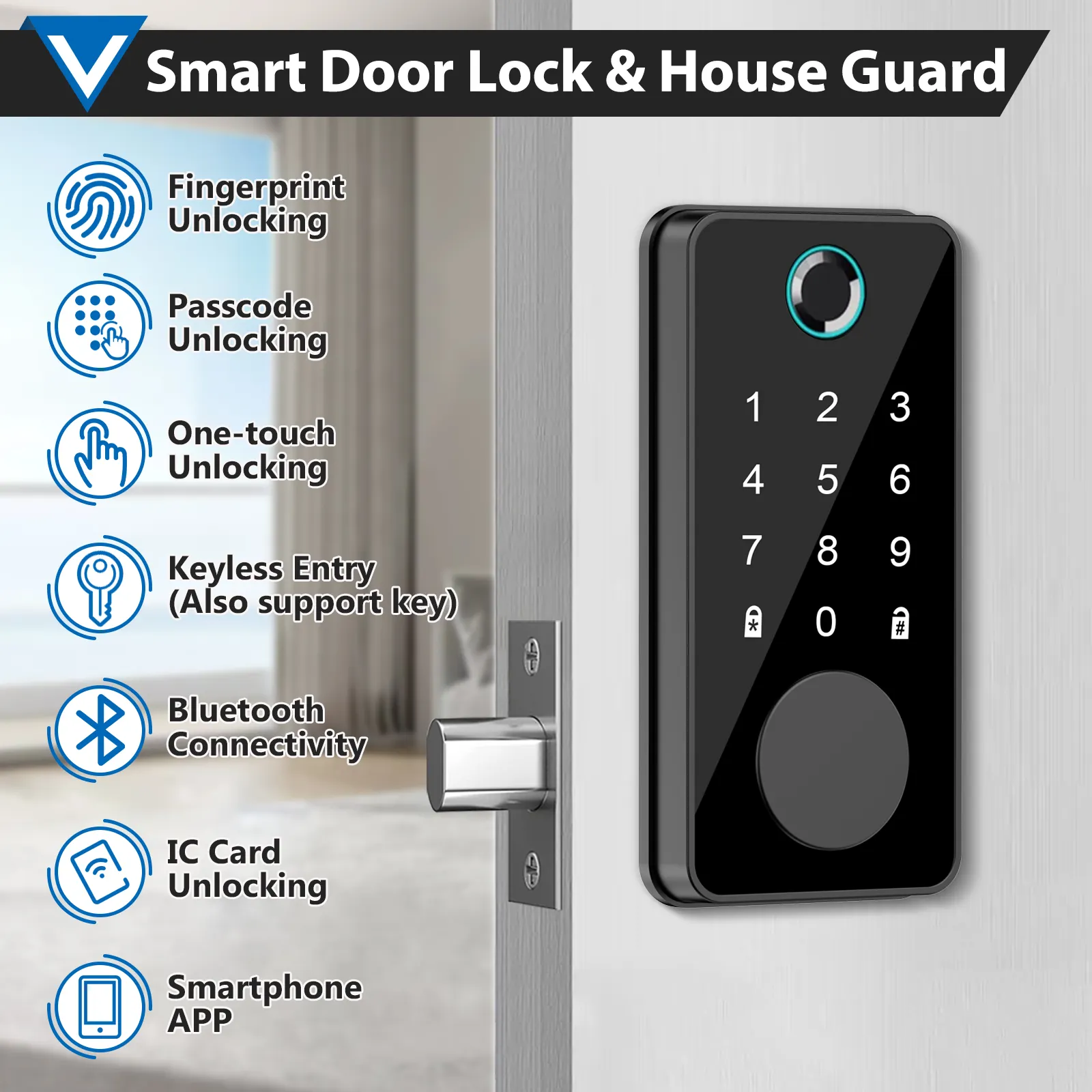 US Standard Tuya App Remote Unlock Smart Deadbolt Lock for Wood Doors Fingerprint Auto Key Weatherproof WiFi Network Cloud Data