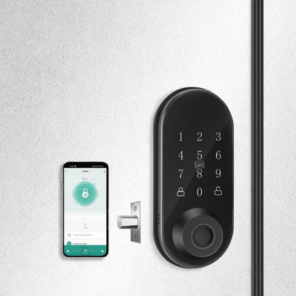 Camakt Tuya WiFi Auto Deadbolt Smart Lock Waterproof Keyless Entry Door Lock with Biometric Fingerprint for US Home Security