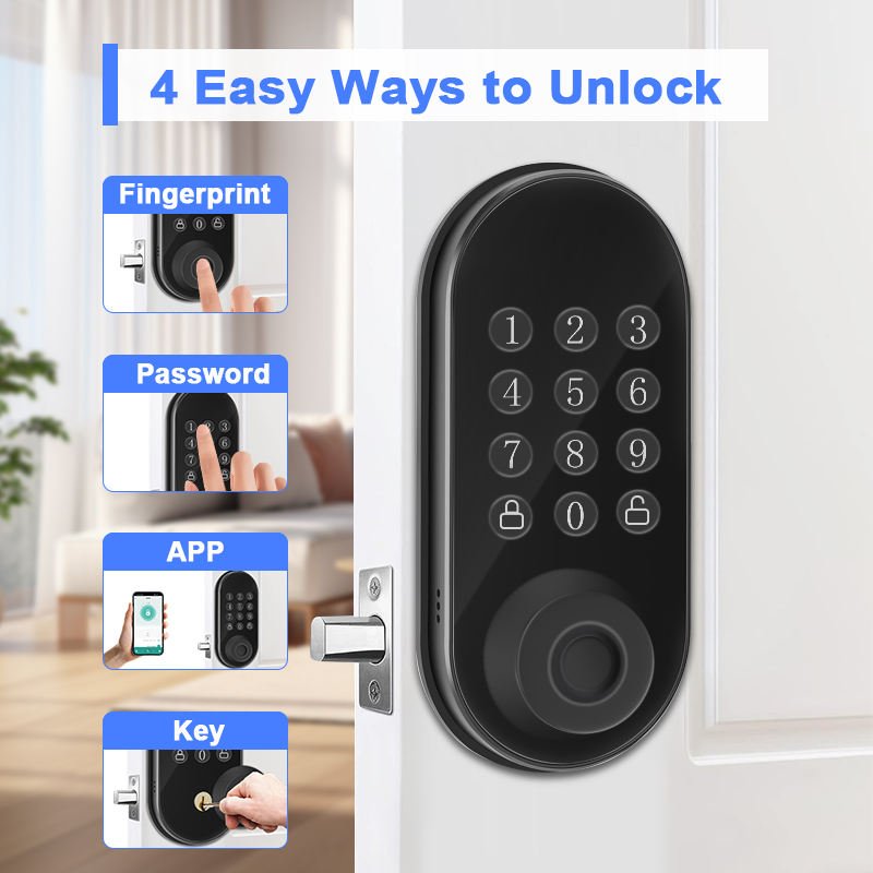 Camakt Tuya WiFi Auto Deadbolt Smart Lock Waterproof Keyless Entry Door Lock with Biometric Fingerprint for US Home Security