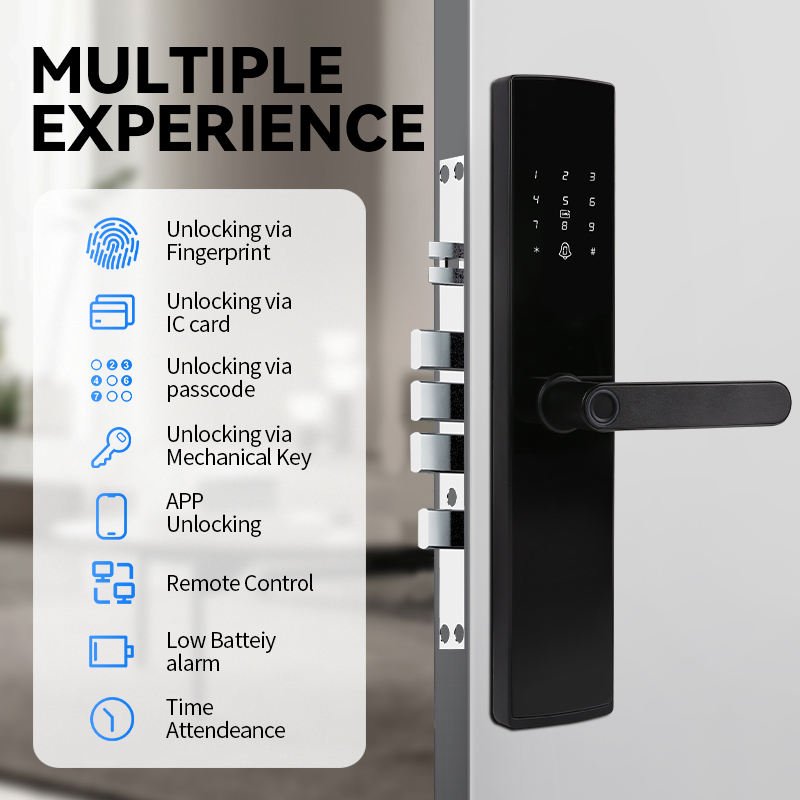 Best Prices Security Electronic Handle Digital Tuya Ttlock Smart Lock for Aluminum Door 200 Fingerprint Capacity 2-Year Warranty