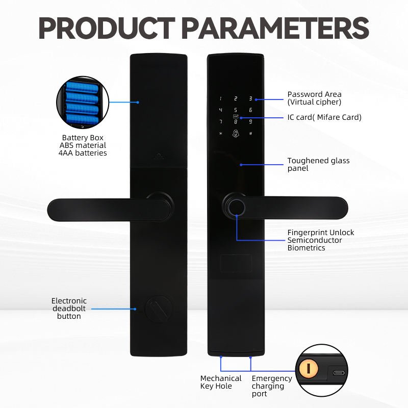 Best Prices Security Electronic Handle Digital Tuya Ttlock Smart Lock for Aluminum Door 200 Fingerprint Capacity 2-Year Warranty