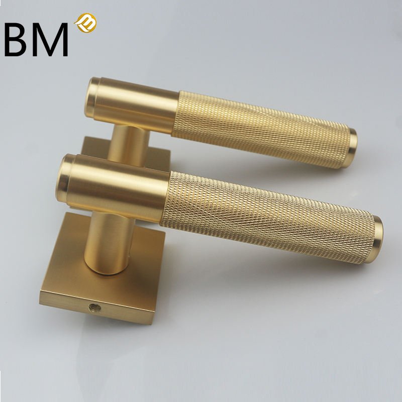 Square Mix Modern Elegant Knurled Door Handles for Interior Door