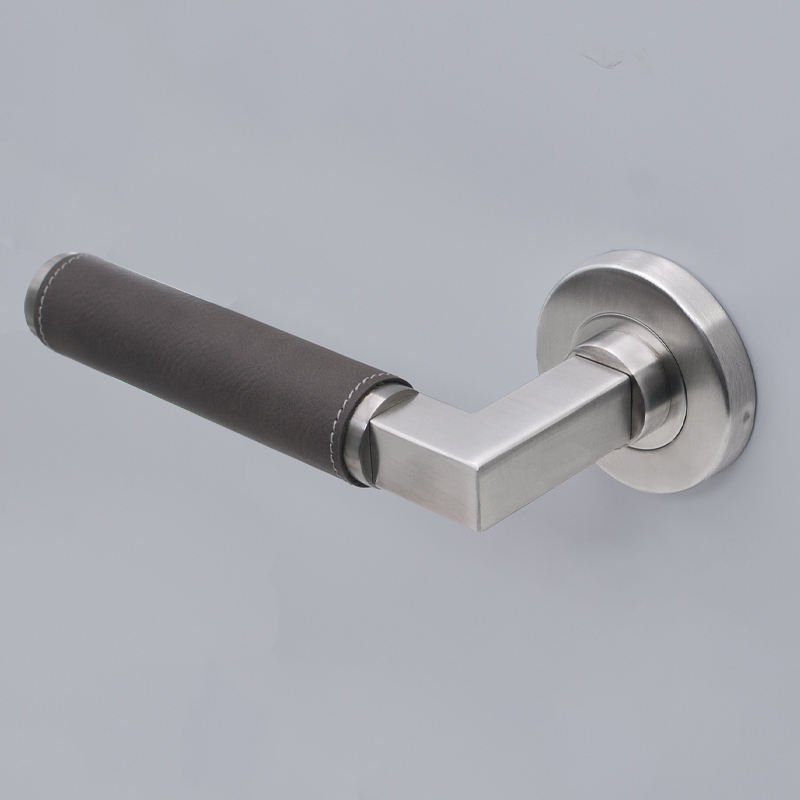 Leather Door Handle Gray Customized Color Stainless Steel Leather Cover Lever Handle