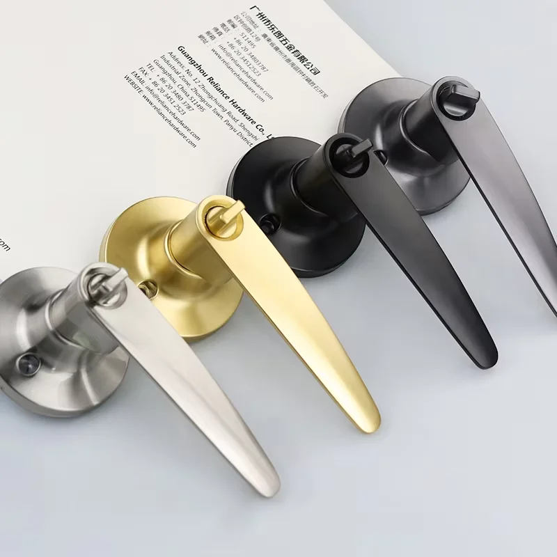 Modern Interior Bathroom Door Levers Handle Tubular Lock Key/Keyless Model Privacy Thumbturn Solid Material Latch Bolt Lockset