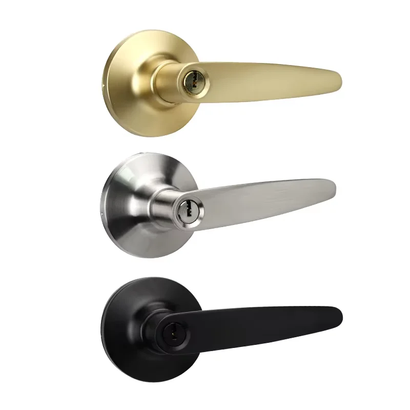 Modern Interior Bathroom Door Levers Handle Tubular Lock Key/Keyless Model Privacy Thumbturn Solid Material Latch Bolt Lockset