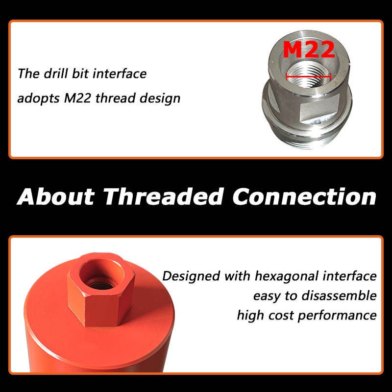 20-200mm Process Diameter of M22 Thread Total Length 500mm Wet Use Tool Reinforced Concrete Diamond Core Bit
