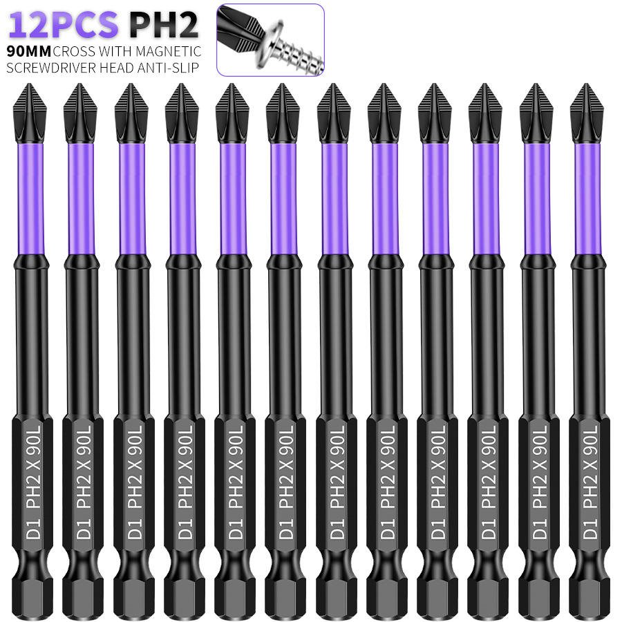 FEIDA D1 Industrial Grade Phillips Steel Handle Anti-slip Impact Bit Crucifixion Head Magnetic Drill Wind Screwdriver