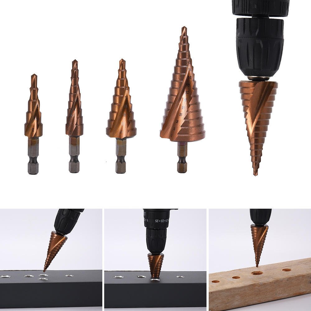 FEIDA M35 Cobalt-containing Pagoda Drill Stainless Steel Punching Drill Bit High-speed Steel Double Helix Step Drill Hexagonal