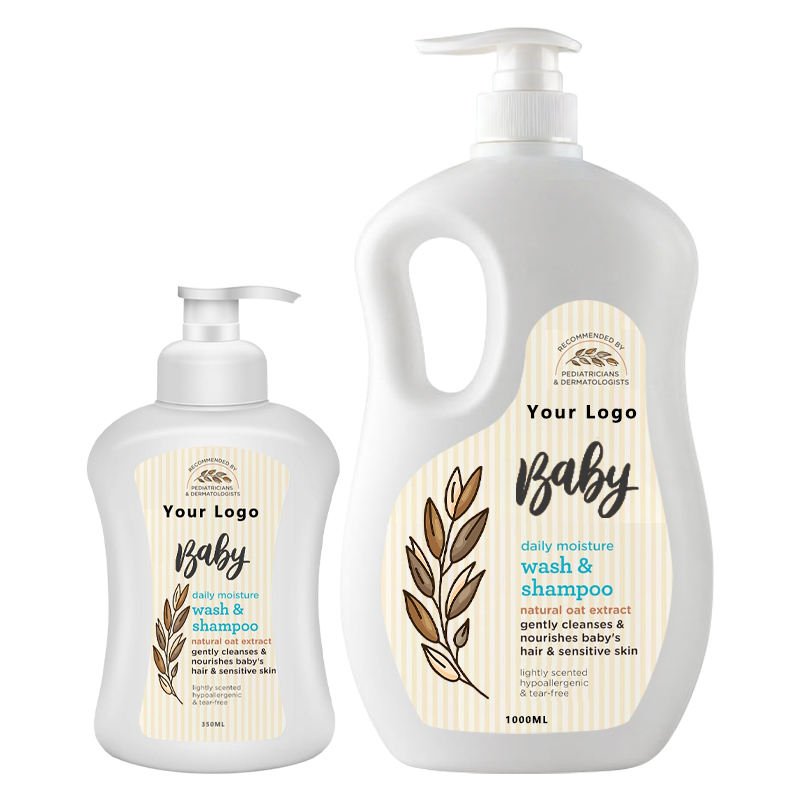MOQ of 1500pcs Baby Shampoo and Shower Gel 2in1 350/1000ml Oat Extract&coconut Oil Moisturize the Skin&Cleanse From Head to Toe