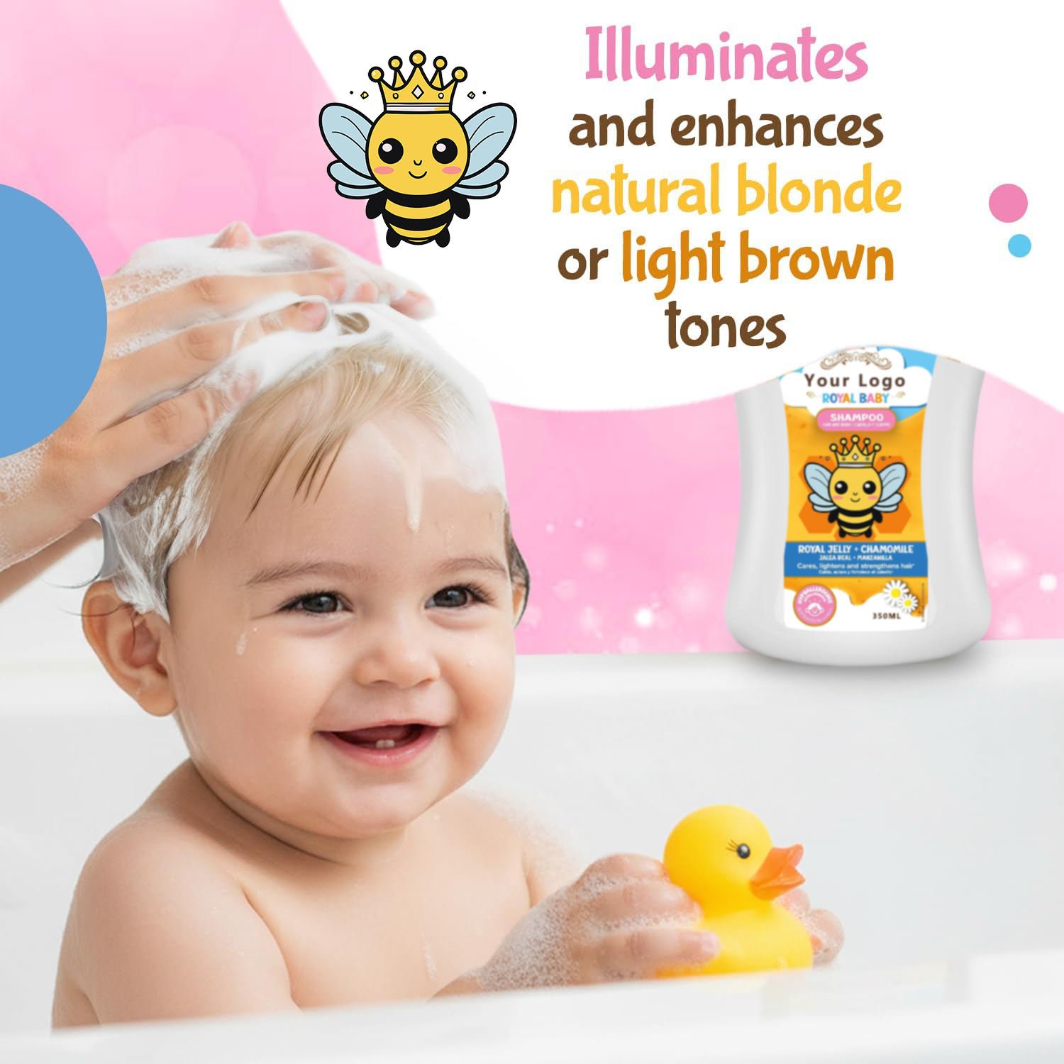 MOQ of 1500pcs Baby Shampoo and Shower Gel 2in1 350/1000ml Honey and Chamomile Moisturize the Skin & Cleanse From Head to Toe
