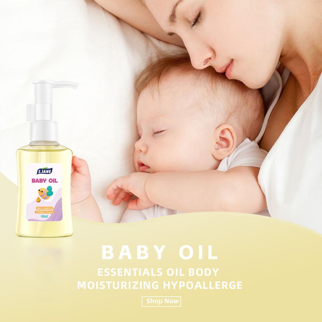 Custom Hypoallergenic Baby Skin Whitening Body Oil with Rebranding Logo Design for Sensitive Skin Care Plant-Derived Baby Oil