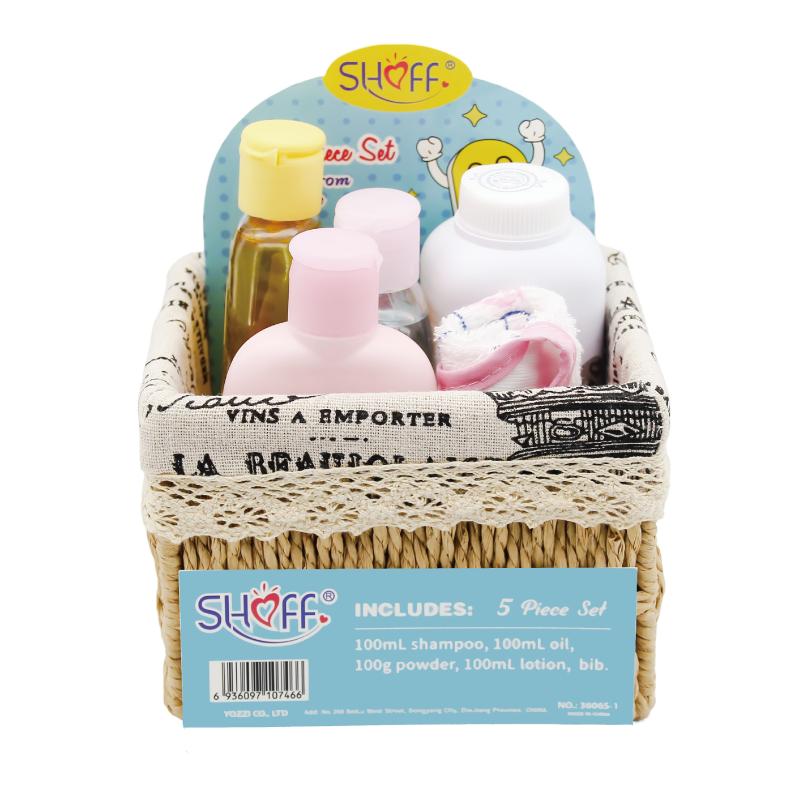 Baby Travel Must-Haves 5-Piece Set with Bib, 100ml Shampoo & 24H Moisturizing Care Baby Oil