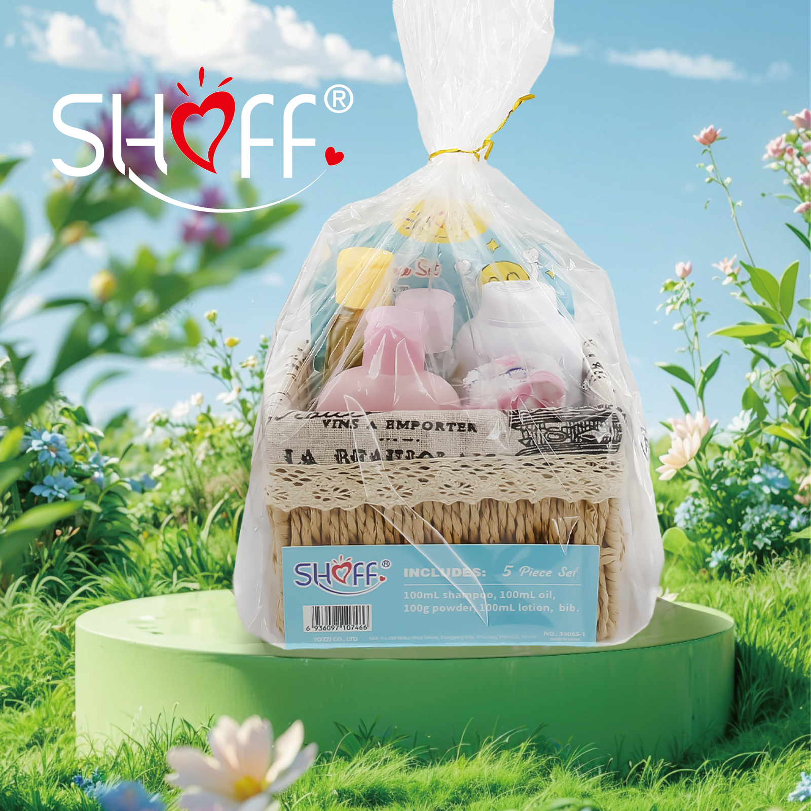 Baby Travel Must-Haves 5-Piece Set with Bib, 100ml Shampoo & 24H Moisturizing Care Baby Oil