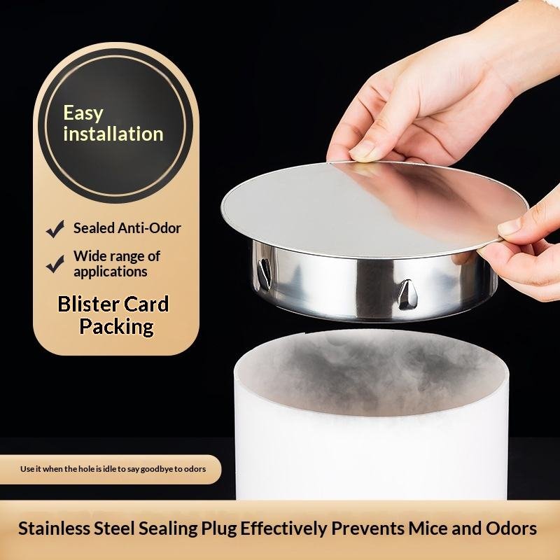 Stainless Steel Internal Plug Cap PVC Pipe Plug Sewer Pipe Anti-Odor Cover Anti-Blocking Sealing