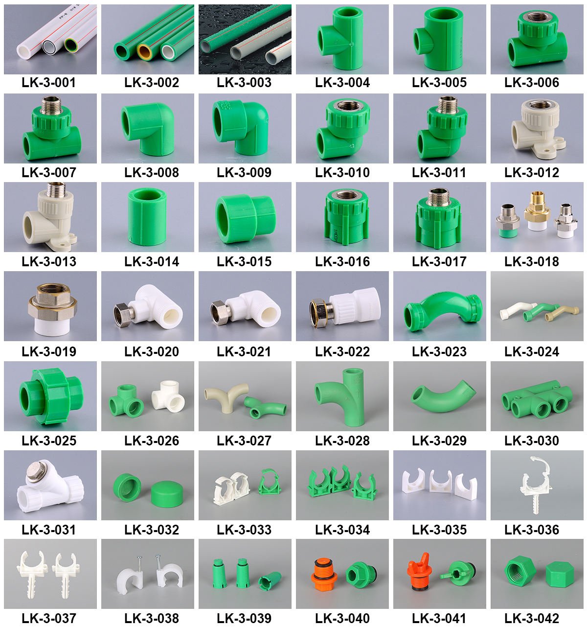 LK Sizes Brass PPR Pipes Fittings DIN 8077/8078 PPR Pipe Fittings with Weld Connection Bushing Type Model Number Head