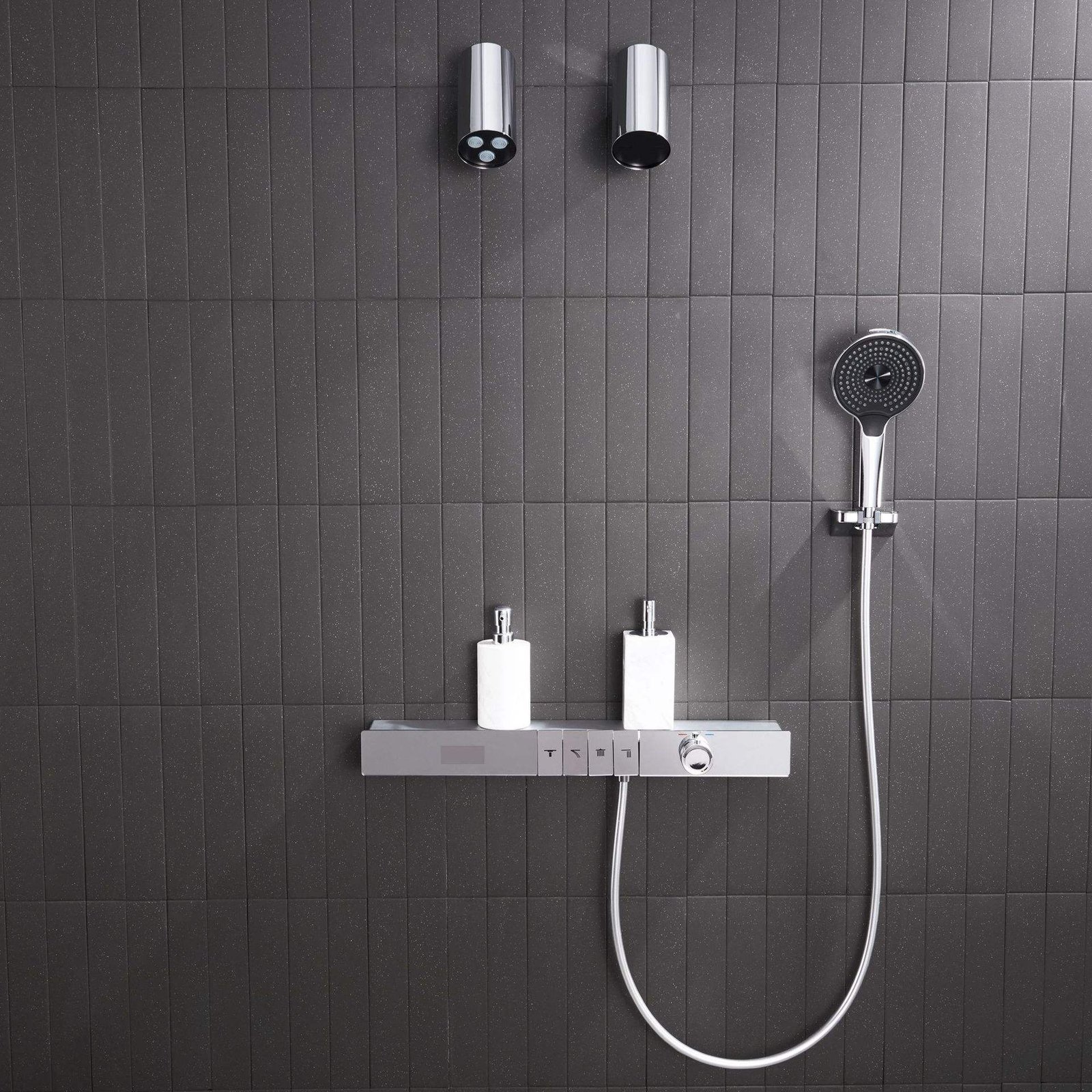 Multi Functional Digital Display Shower System Pre Embedded Wall Mounted Chrome Plated Thermostat Shower Kit