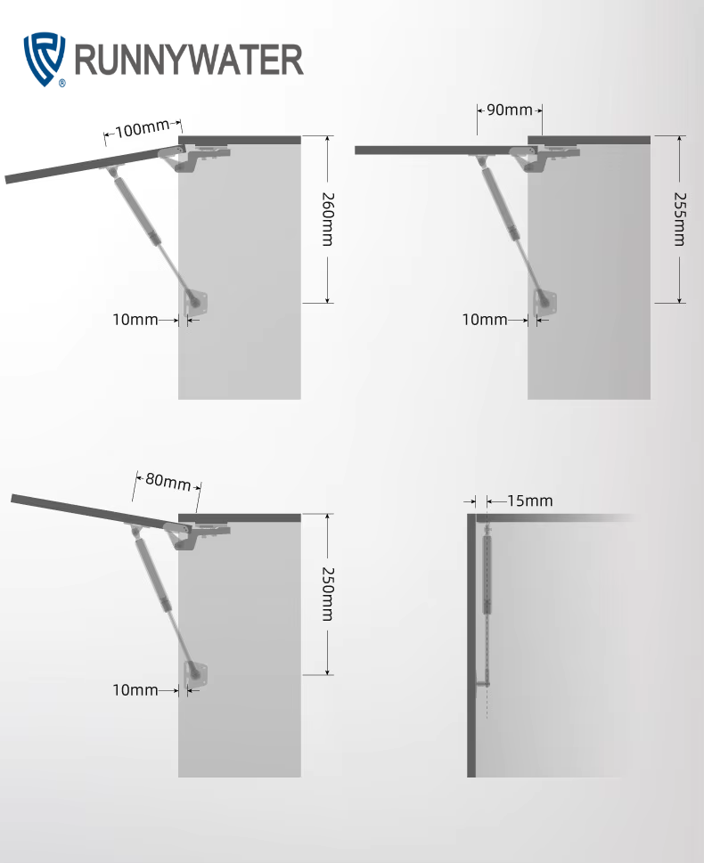 Adjustable Kitchen Cabinet Door Lockable Gas Spring Soft Close Furniture Hardware Cylinder Lift Upward Functional Hardware