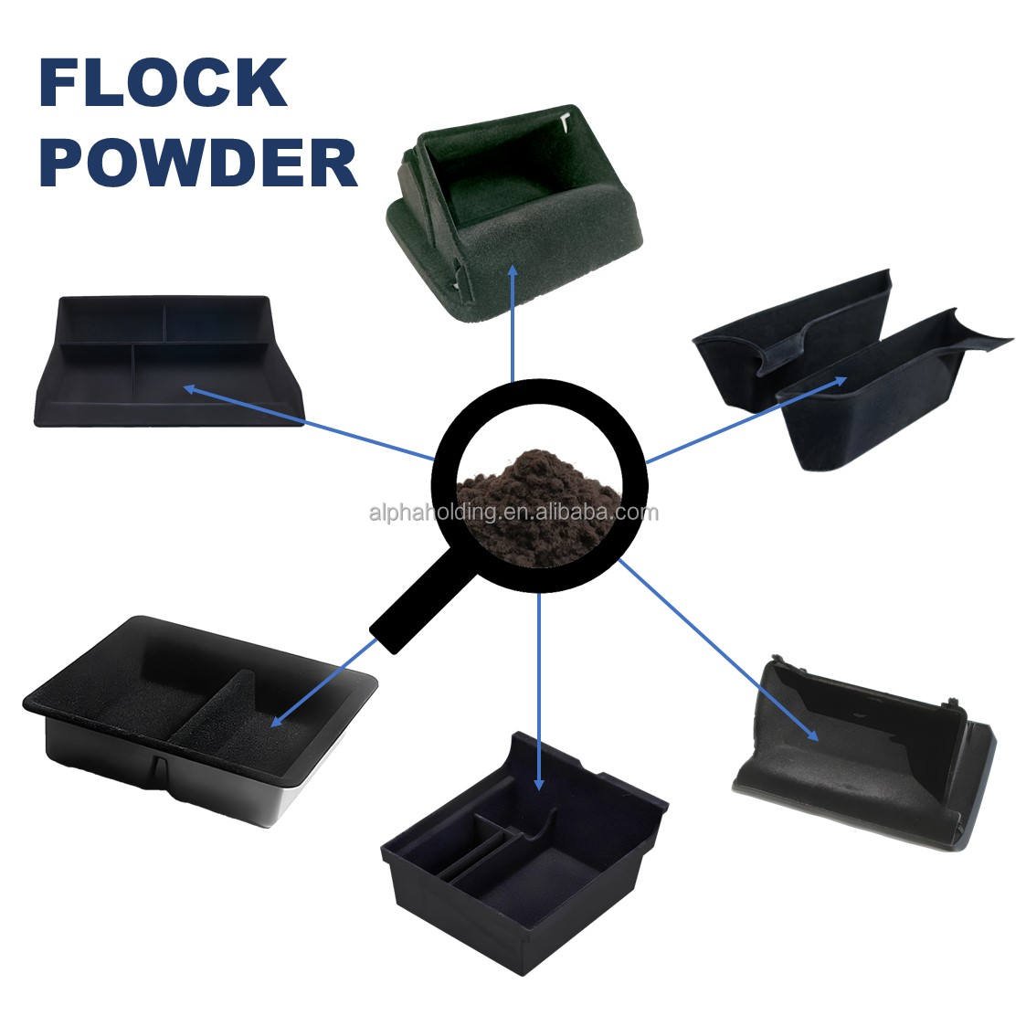 RTS Automotive Interior Nylon Pile ATN 0.6mm 1.5D Denier Electrostatic Flocking Powder Flock Fiber Flocks ATN-30BK Black