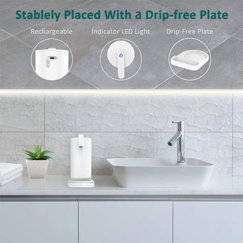 Modern White Electric Touchless Automatic Hand-Free Foaming Soap Dispenser ABS Material 1-Year Warranty for Bathroom Countertop