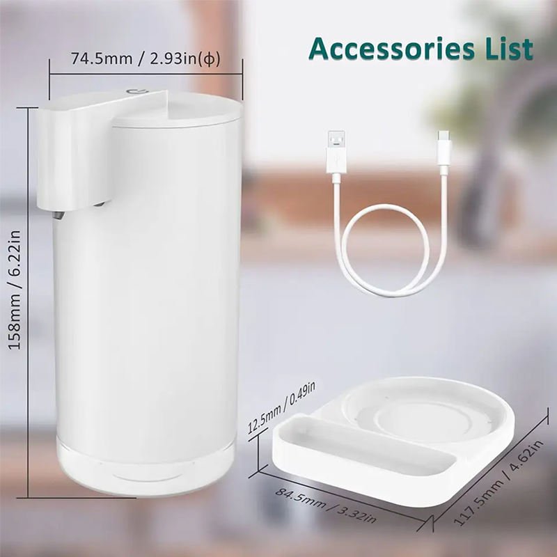 Modern White Electric Touchless Automatic Hand-Free Foaming Soap Dispenser ABS Material 1-Year Warranty for Bathroom Countertop