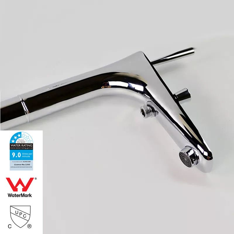 Luxury Modern European Floor Standing Bathtub Shower Faucet Hot/Cold Water Rain Shower Head Chrome Finish Ceramic Valve Core