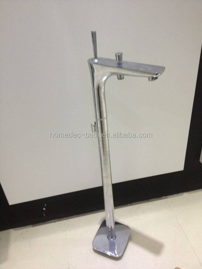 Luxury Modern European Floor Standing Bathtub Shower Faucet Hot/Cold Water Rain Shower Head Chrome Finish Ceramic Valve Core