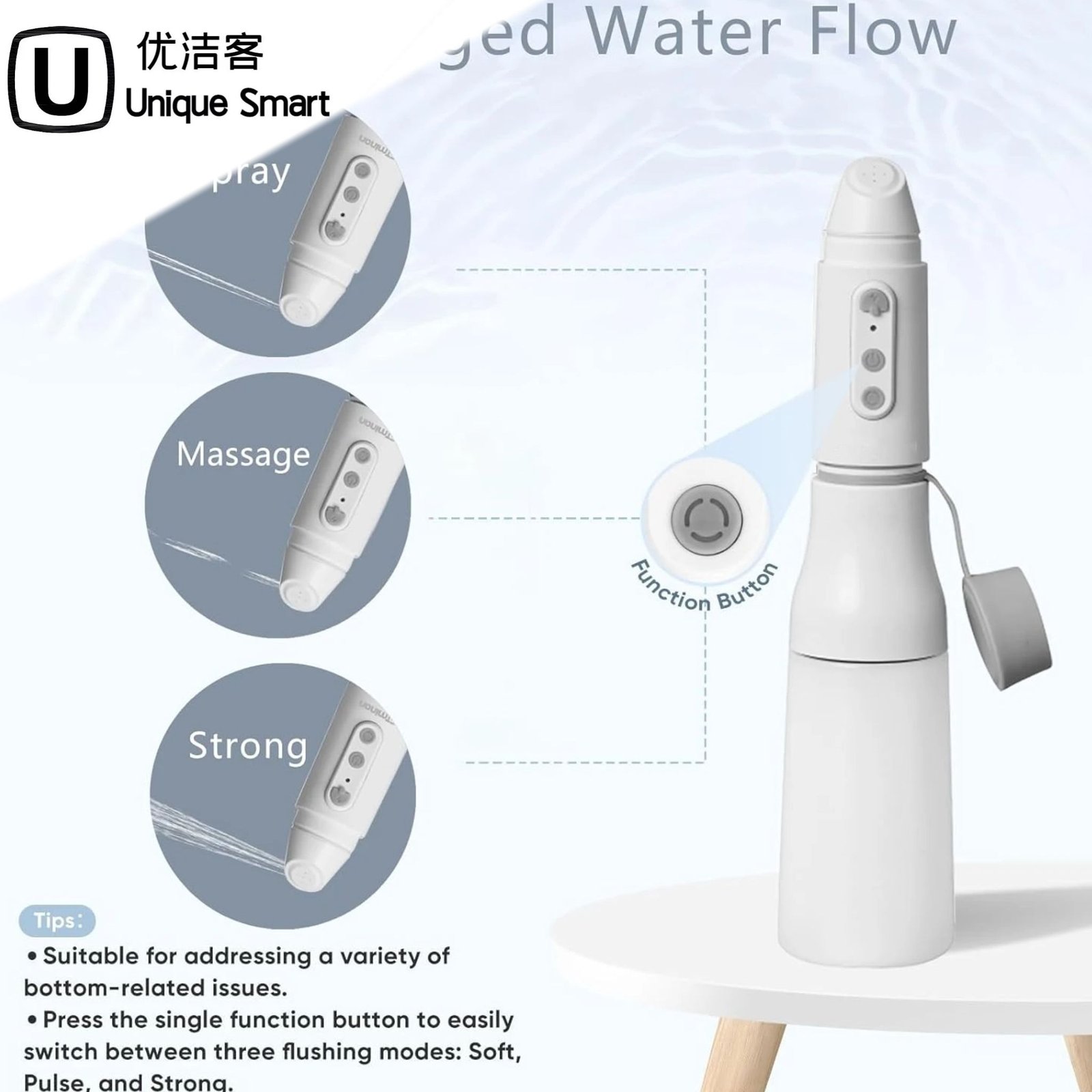 Mini High Pressure Portable Rechargeable Modern Plastic Bidet Sprayer with Latest Battery for Toilet Use
