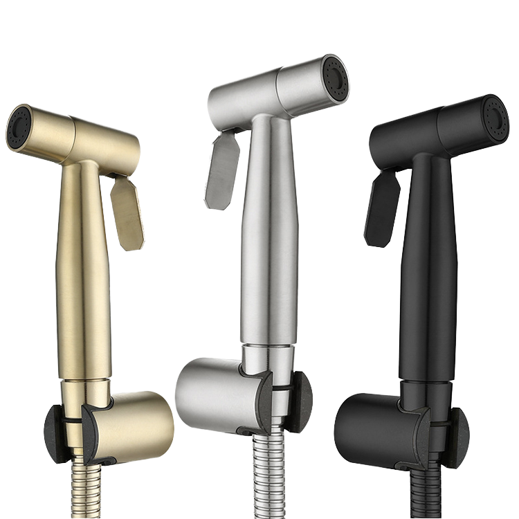 Premium Single-Handle Bidet Sprayer Set Handheld Toilet Attachment Rain Pattern Polished Chrome Stainless Steel Metered