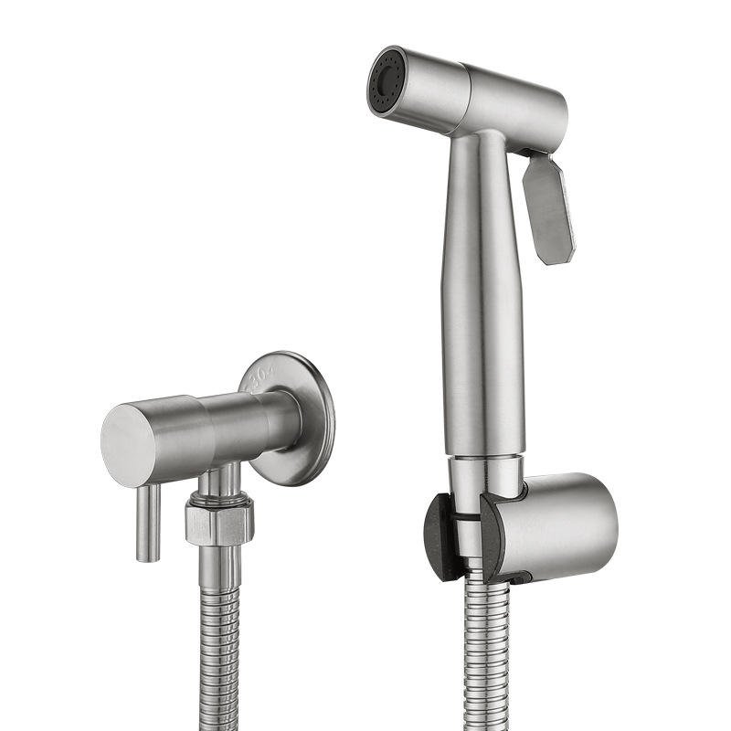 Premium Single-Handle Bidet Sprayer Set Handheld Toilet Attachment Rain Pattern Polished Chrome Stainless Steel Metered